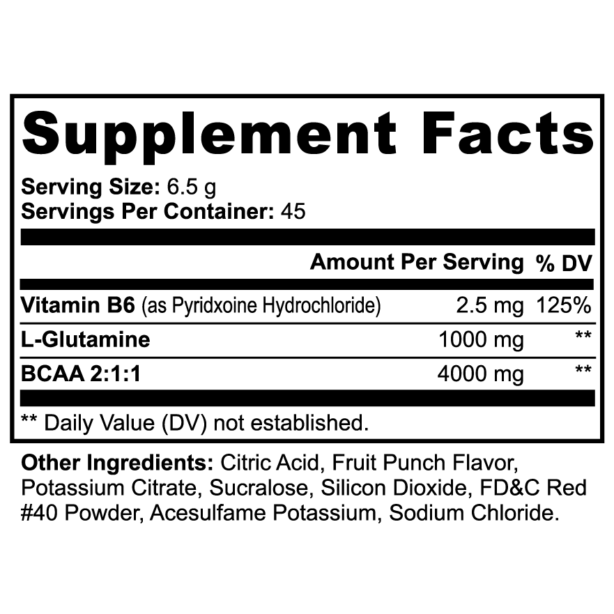 Supplement facts label with nutritional information and ingredients.