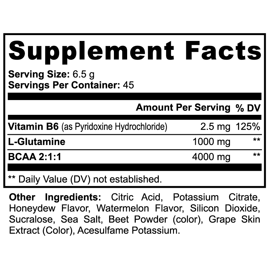 Supplement facts label with nutritional information and ingredients listed.