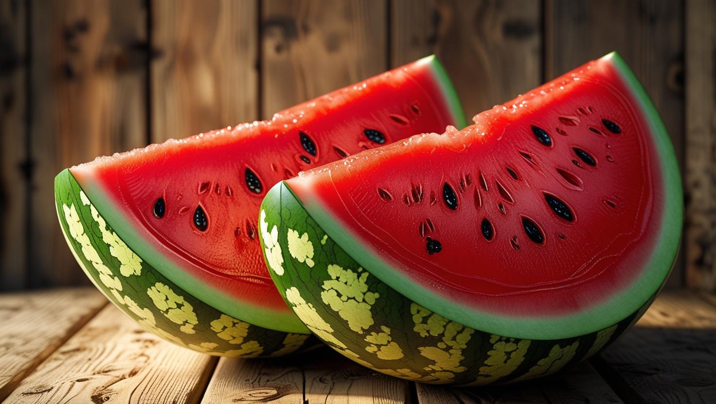 two slices of watermelon