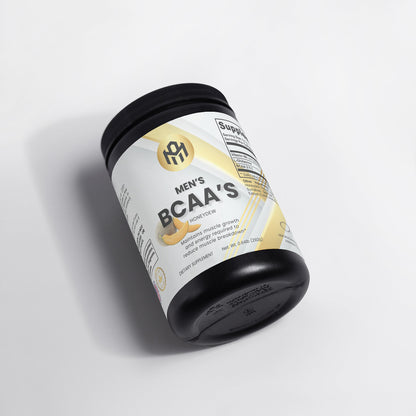 Container of Men's BCAAs supplement on a light gray background